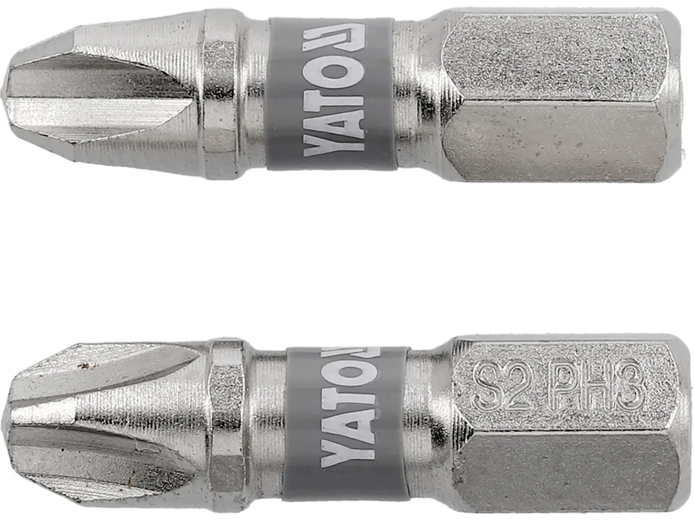 Насадка викруткова YATO PH3 х 25мм. HEX 1/4" нікельована, 2 уп/шт.