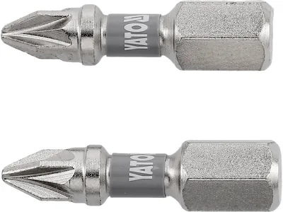 Насадка викруткова YATO PZ1 х 25мм. HEX 1/4", покрита нікелем, 2шт.