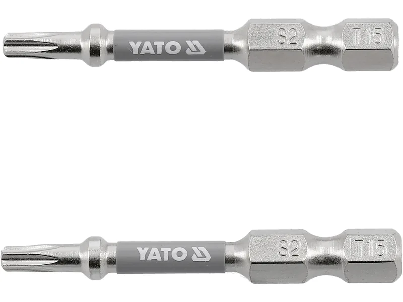 Насадка викруткова YATO TORX T15 х 50 мм. HEX 1/4", нікель, 2 шт.