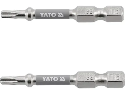 Насадка викруткова YATO TORX T15 х 50 мм. HEX 1/4", нікель, 2 шт.