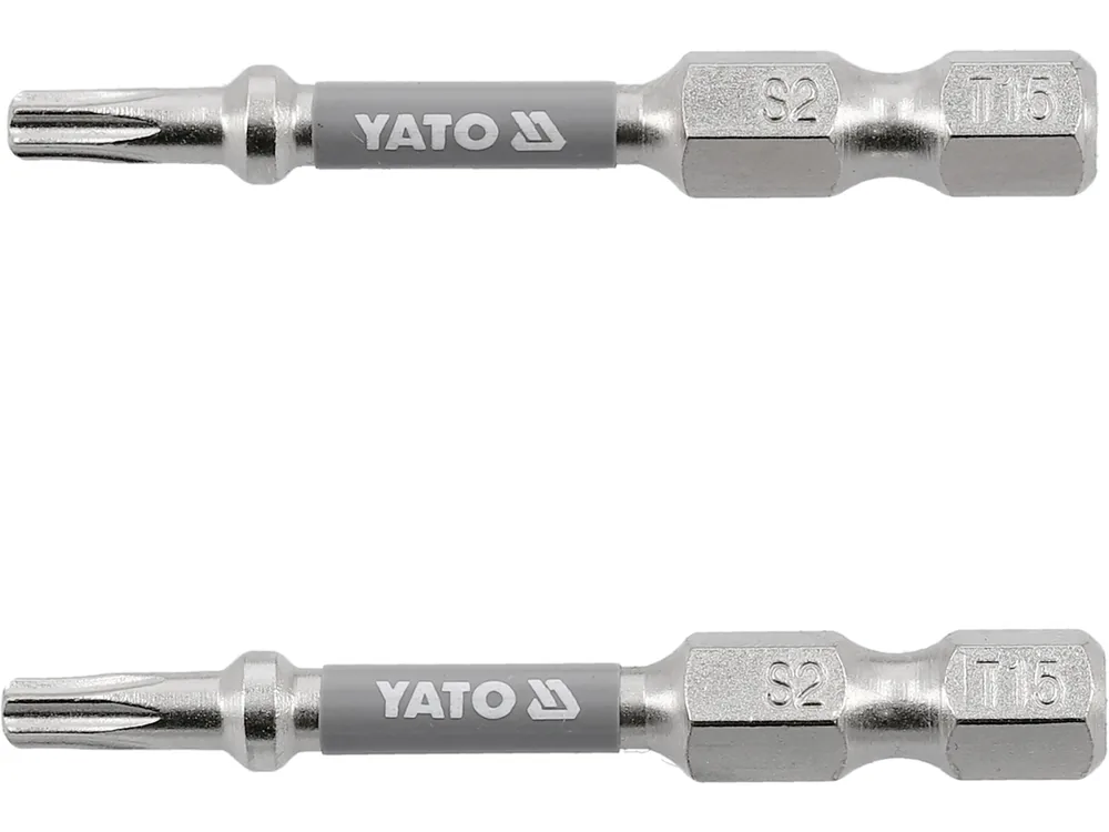 Насадка викруткова YATO TORX T15 х 50 мм. HEX 1/4", нікель, 2 шт.