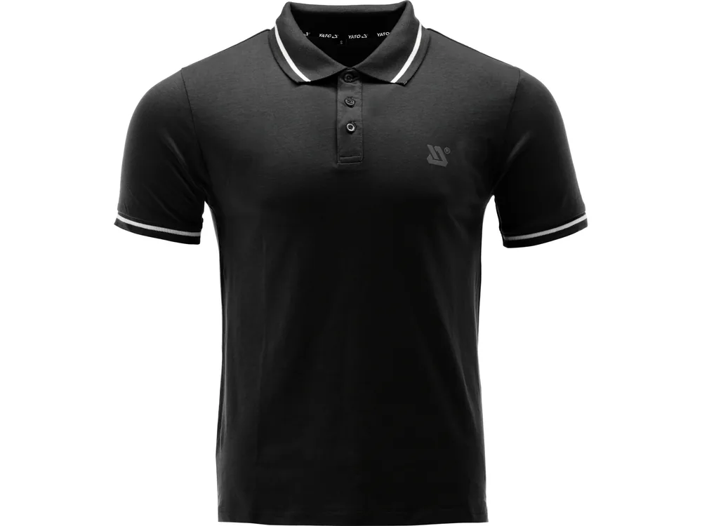 Футболка ПОЛО чорна YATO, розм. 2XL/ вис- 78 см х шир- 61 см, 100%- бавовна