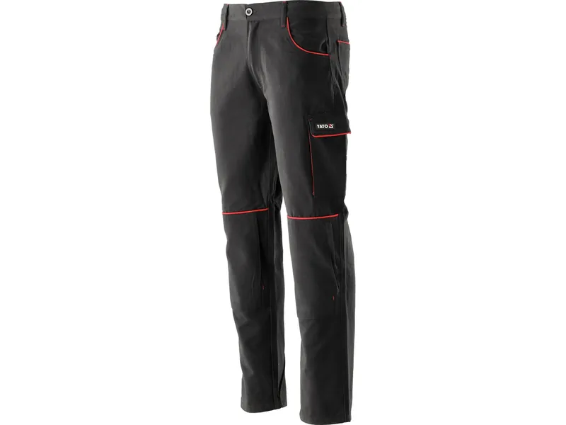 Штани робочі COMFY YATO розмір XL, чорно-червоні, 7 кишень, 100% бавовна