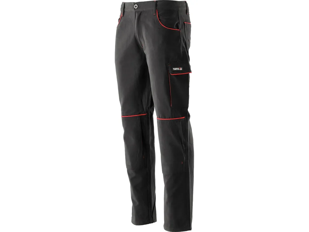 Штани робочі COMFY YATO розмір XL, чорно-червоні, 7 кишень, 100% бавовна