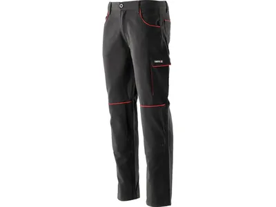 Штани робочі COMFY YATO розмір XXL, чорно-червоні, 7 кишень, 100% бавовна