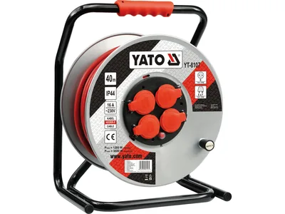 Подовжувач мережевий YATO на котушці : L= 40 м. 3-жильний S=2,5 мм²