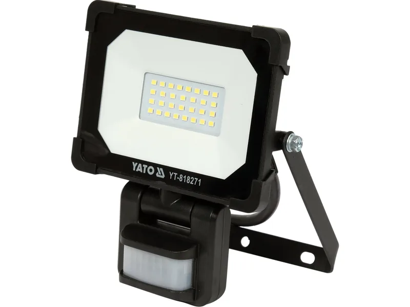 Прожектор з SMD-діодним випромінювачем і датчиком руху YATO : 20 Вт, 230 В, 1900 лм, 30 діодів
