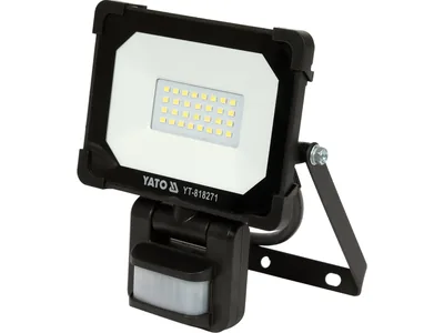 Прожектор з SMD-діодним випромінювачем і датчиком руху YATO : 20 Вт, 230 В, 1900 лм, 30 діодів