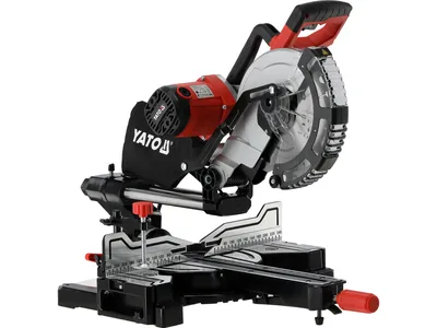 Пила торцьовальна з лазером YATO P= 2кВт, диск Ø=255/30 мм, гл.різу 90°/45°- 90/45 мм l= 340/240 мм