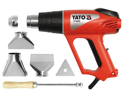 Фен технічний мережевий YATO : P= 2000 Вт 0~550°C, з регулятором темп-ри, 5 t°.реж + 6 аксесуари