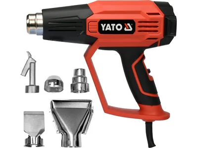 Фен технічний мережевий YATO: 1.6 кВт, 50-650°C, 250-500л/хв, 2 режими, регулятор тем-ри+5насадок