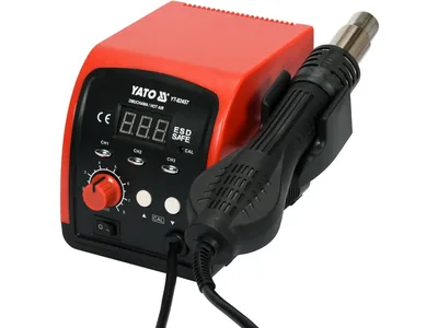 Фен-станція мережева YATO: 750 Вт, t°= 100- 500°С, пов. потік- 120 л/хв, LCD табло, 4 форсунки