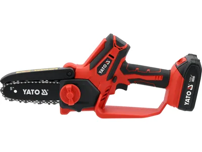 Пила ланцюгова акумуляторна YATO по гілках : 18 В Li-Ion 2 АГод, шина- 5"/15.85 см, 28 ланок