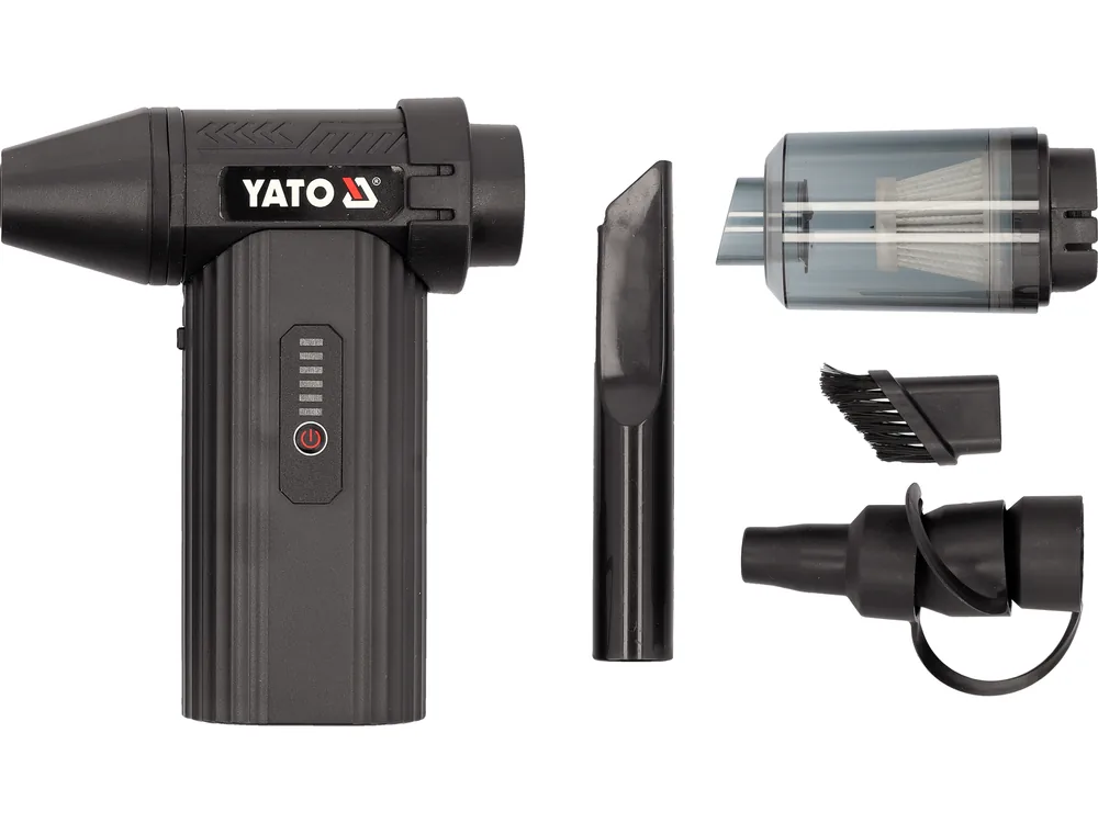 Повітродувка YATO турбо міні акумуляторна Li-Ion 7,4В 4 АГод, USB заряджання, з насадками